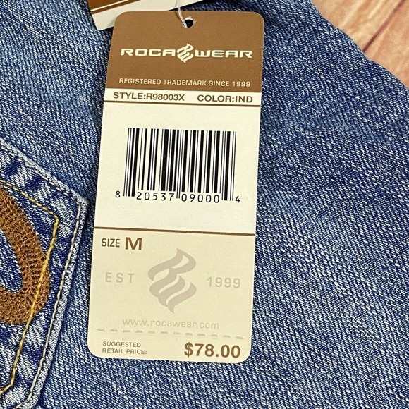 NWT ROCAWEAR Women's Denim Long Sleeve Jacket - Size Medium R98003X Logo - Picture 6 of 13